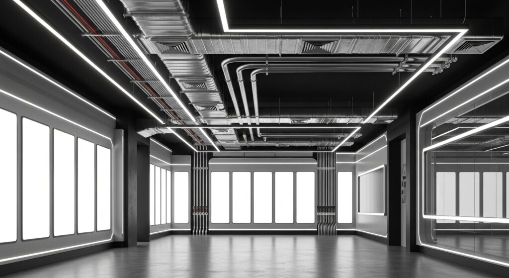 mep wiring layout in building infrastructure